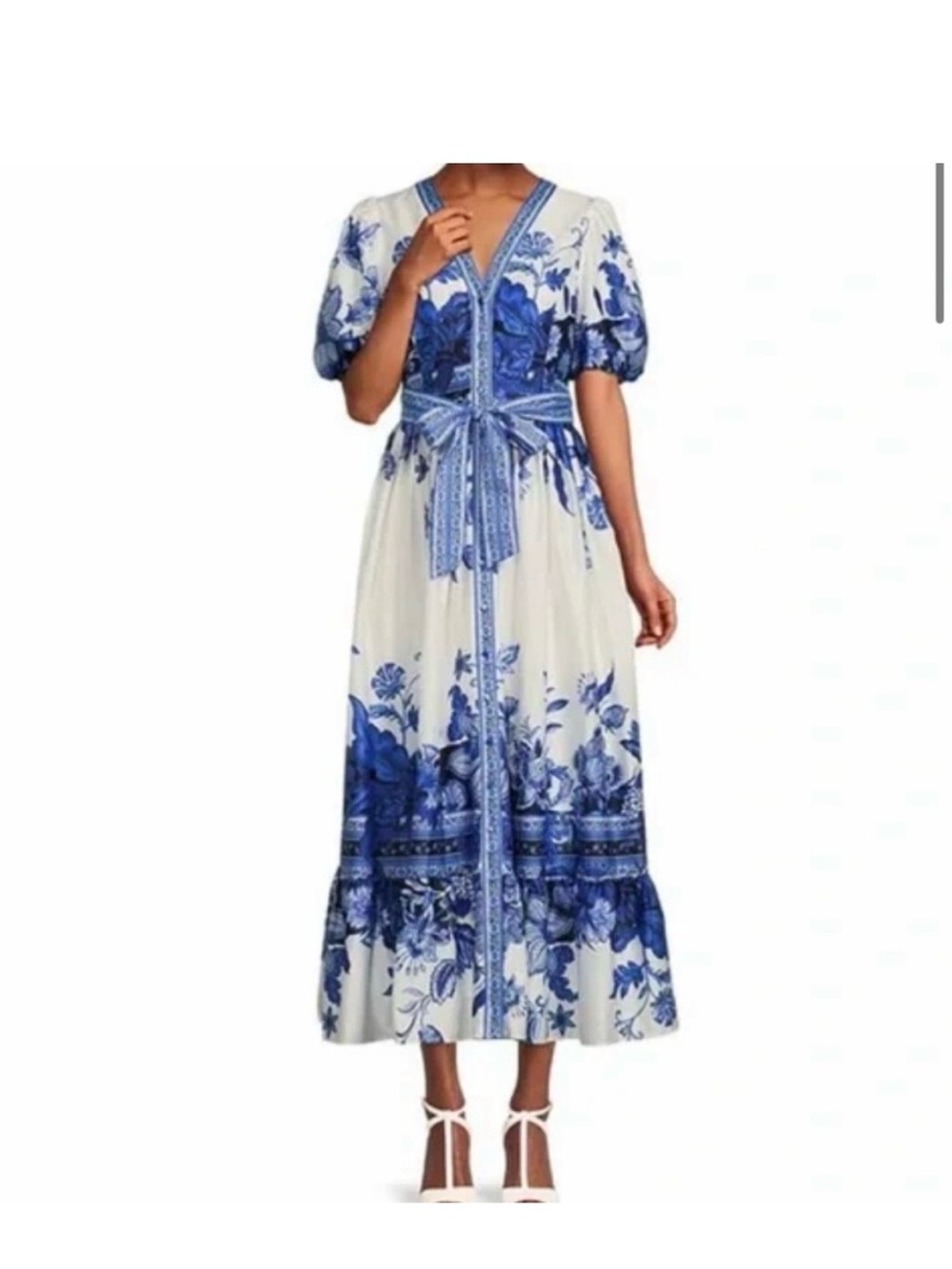 ANTONIO MELANI White & Blue Floral Maxi Dress - Picture 9 of 10